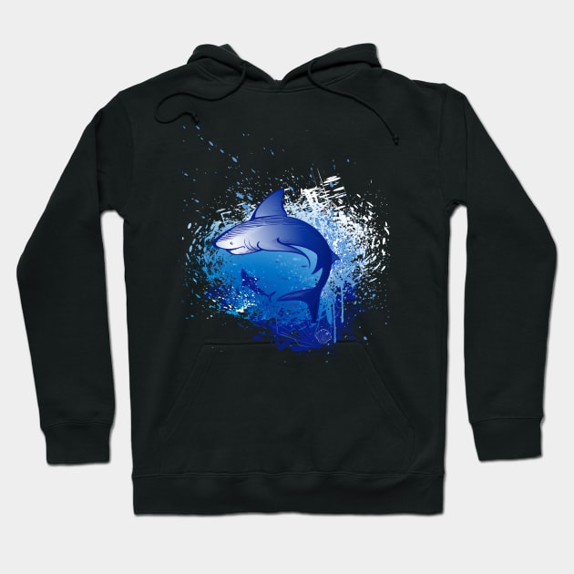 Emerges white shark ( Watercolor ) Hoodie by Blackmoon9